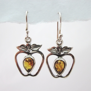 Baltic Amber Sterling Apple Earrings